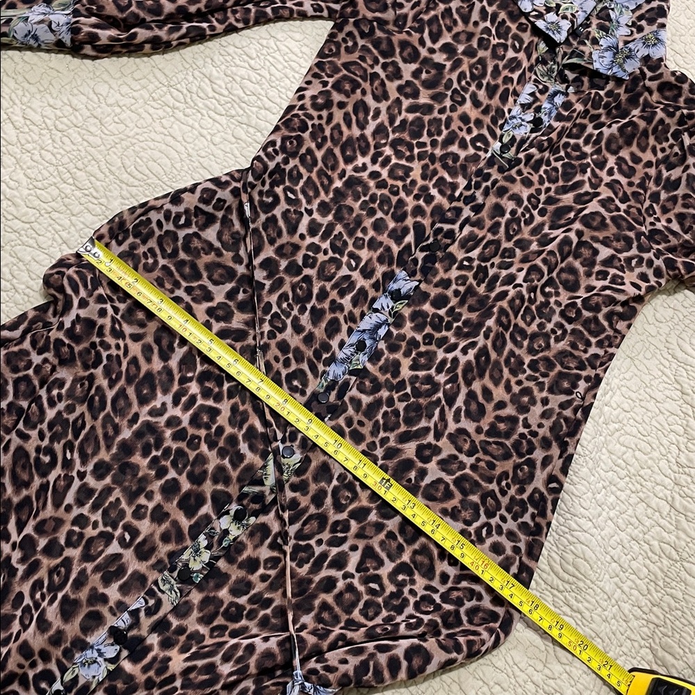 WHBM semi sheer, leopard and floral print button down dress - Picture 6 of 7